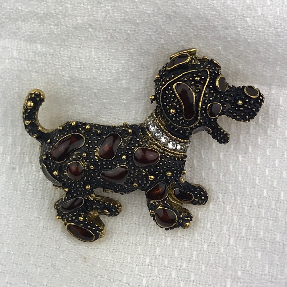 Bejeweled Puppy Brooch | ~1 3/4 Inch